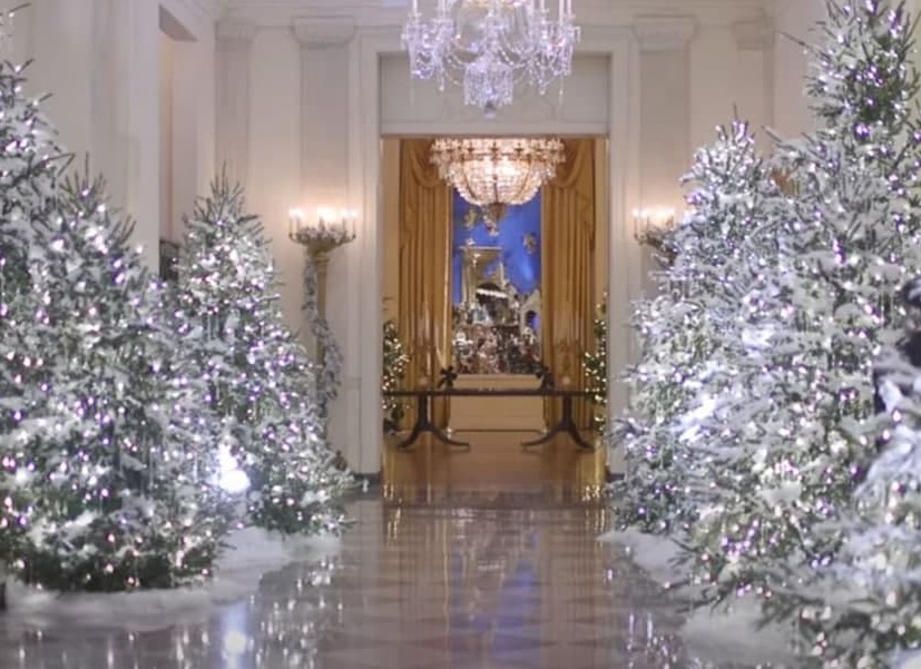 White Christmas Trees Whitehouse Melania Trump